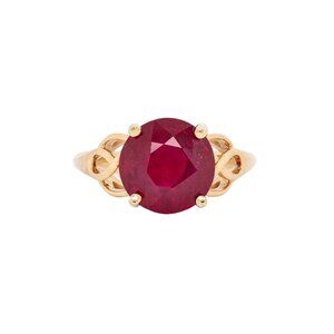 7.7cts Madagascar Ruby Ring in 14K Solid Gold | Round Shape 11mm